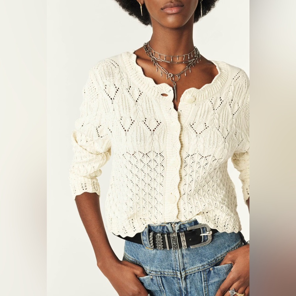 Ba&sh Cream Crochet Cardigan - Large